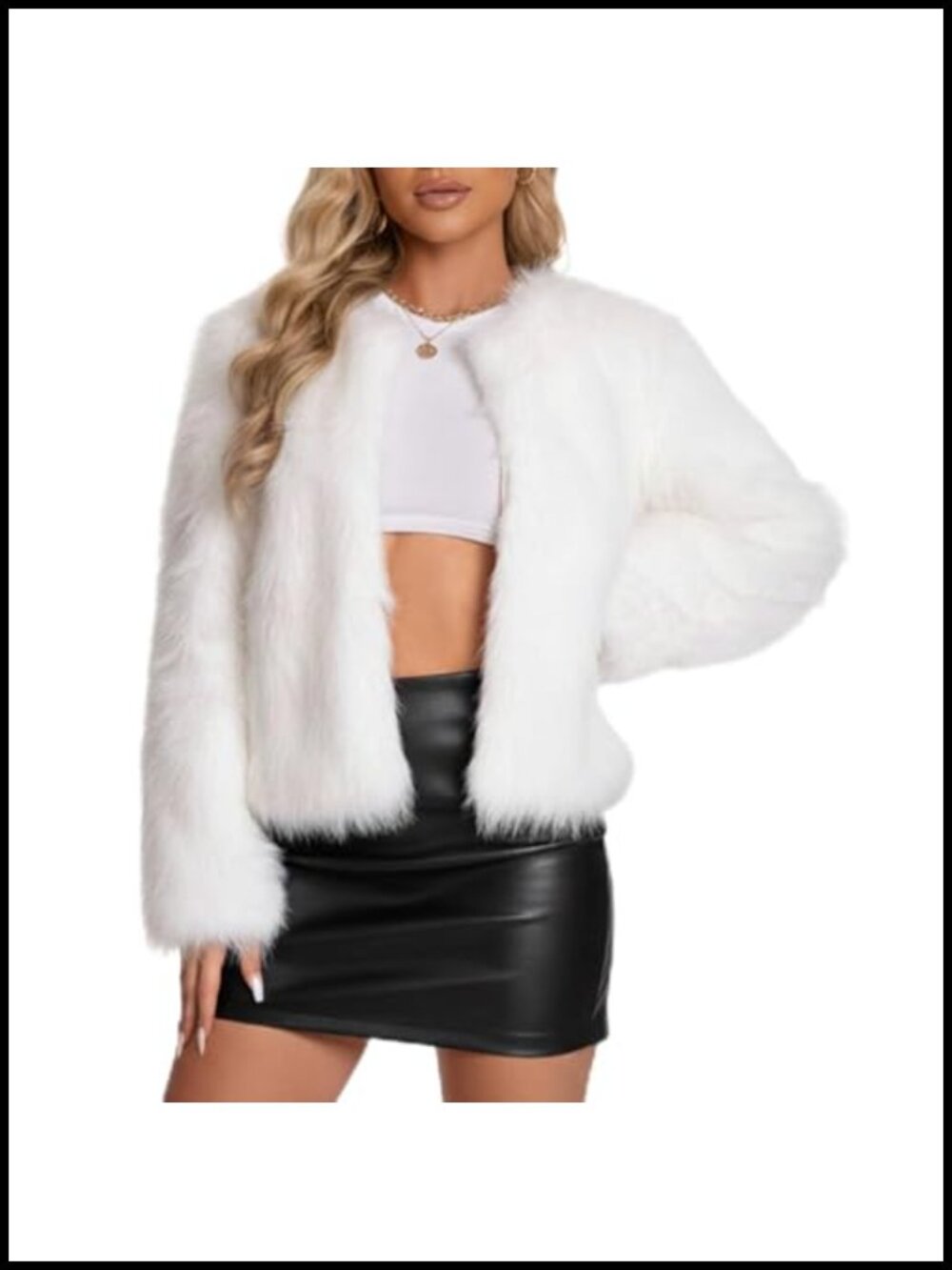 Faux Fur Fluffy Long Sleeve Winter Coat with Pockets Fuzzy Jacket